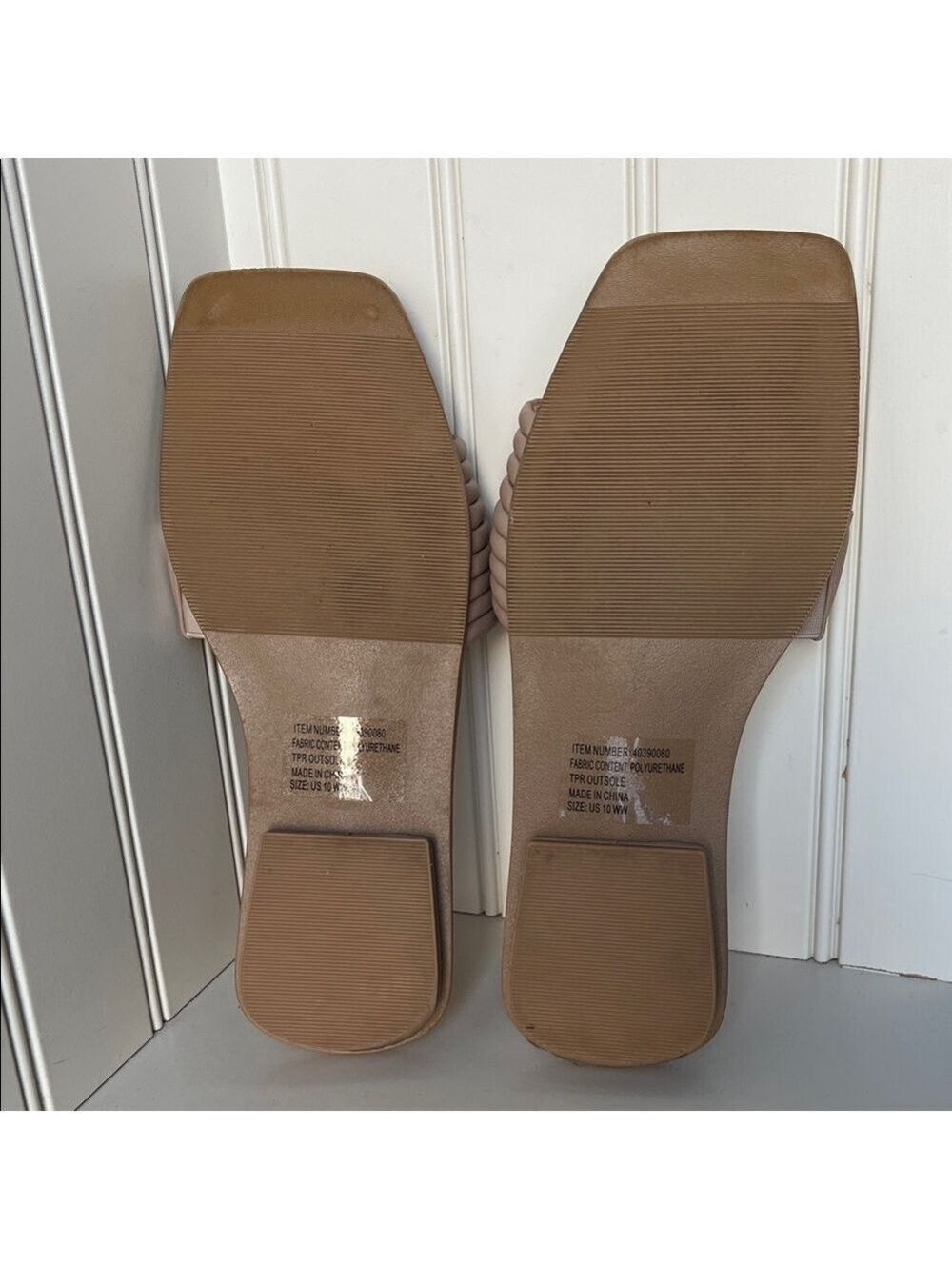 Torrid Beige Ribbed Slide Sandals Size 10WW - Picture 3 of 8